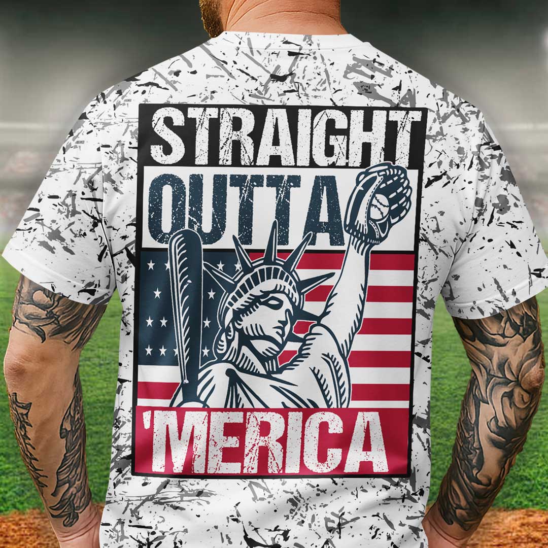 Straight Outta America Custom All Over Print Fourth Of July T-Shirt