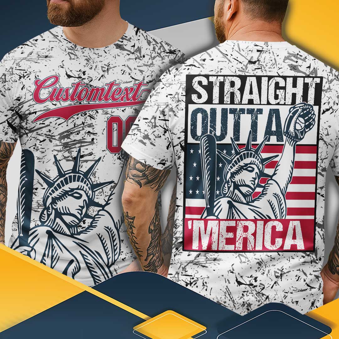 Straight Outta America Custom All Over Print Fourth Of July T-Shirt