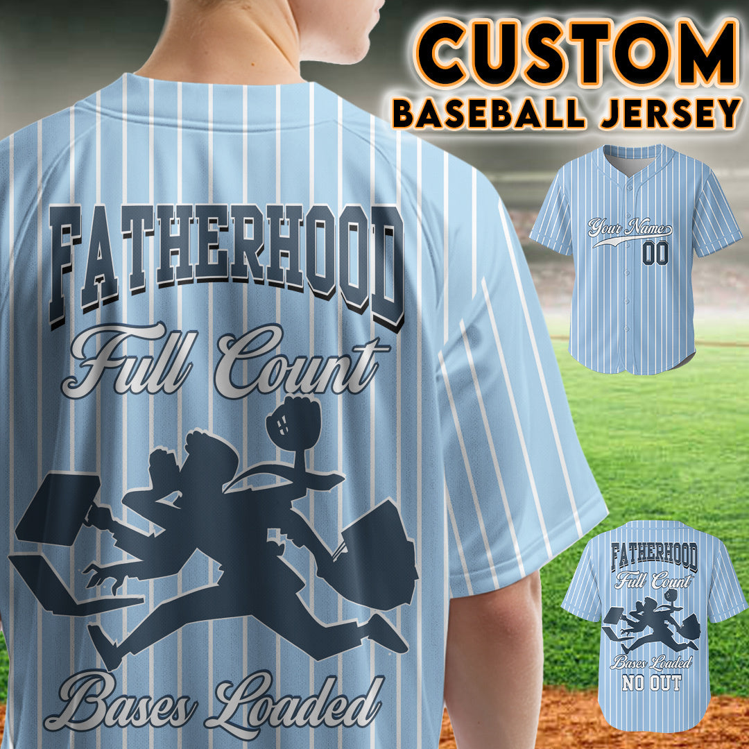 FATHERHOOD: Full Count, Bases Loaded, No Out - Custom Light Blue Baseball Jersey