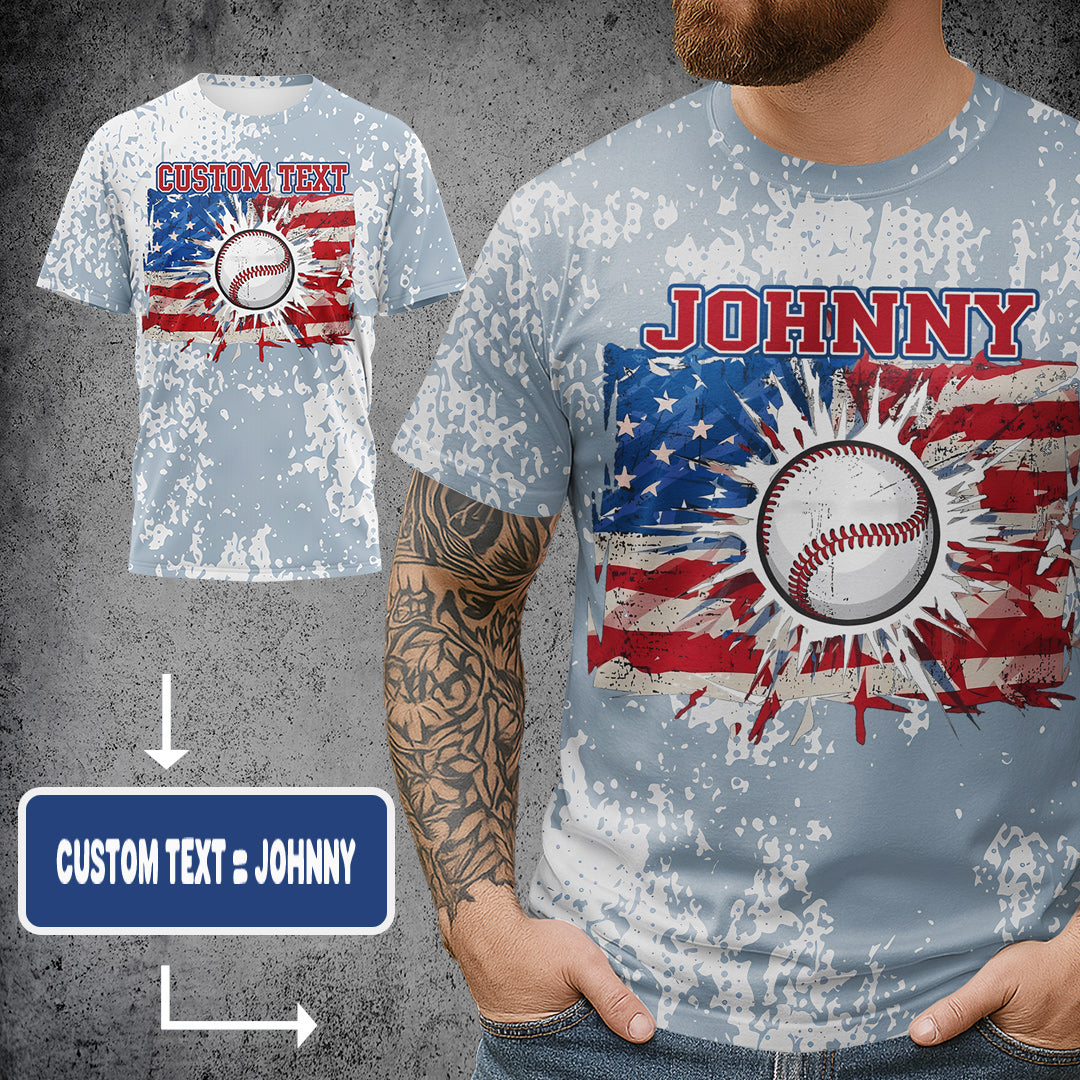 USA PROUD All Over Print Fourth Of July T-Shirt