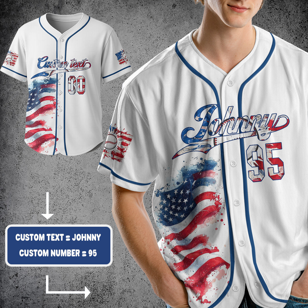 USA PROUD - Custom Fourth Of July Baseball Jersey