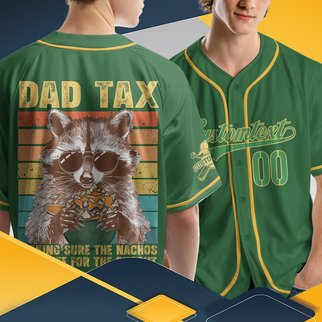 Baseball Dad Tax - Custom Green Yellow Baseball Jersey