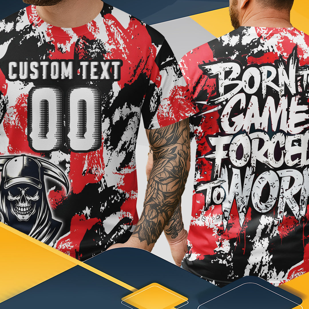Born To Game Forced To Work Custom All Over Print Baseball T-Shirt