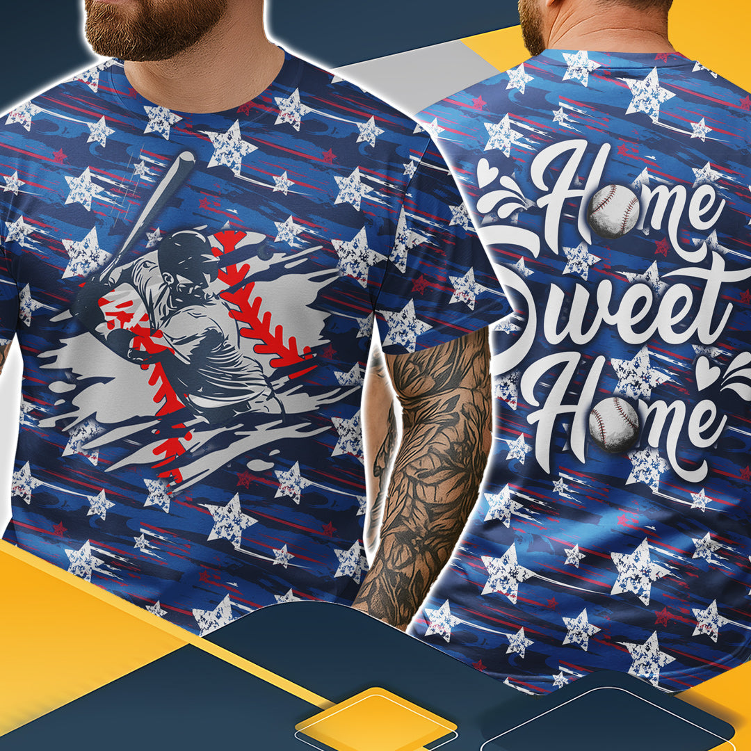 Home Sweet Home All Over Print Baseball T-Shirt