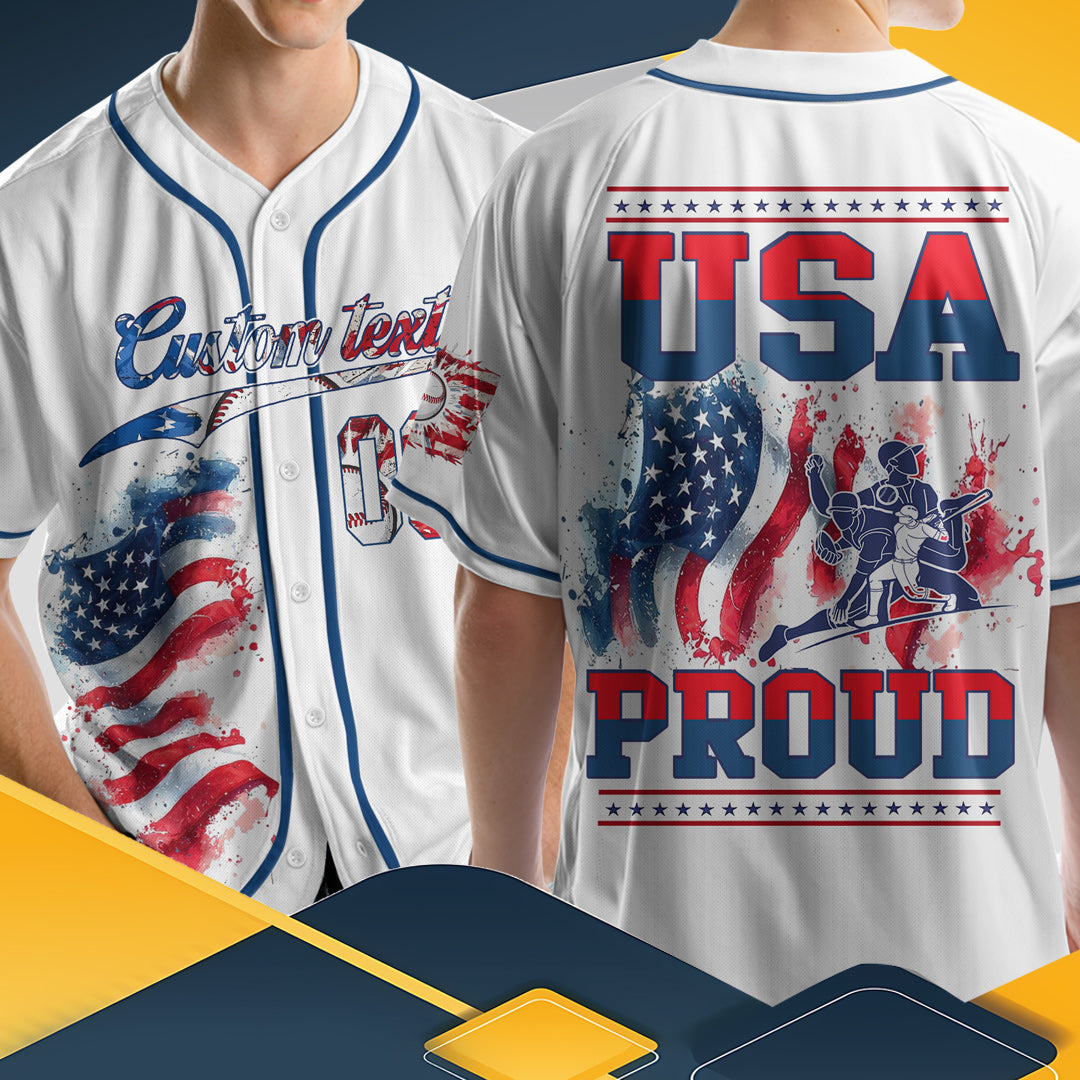 USA PROUD - Custom Fourth Of July Baseball Jersey