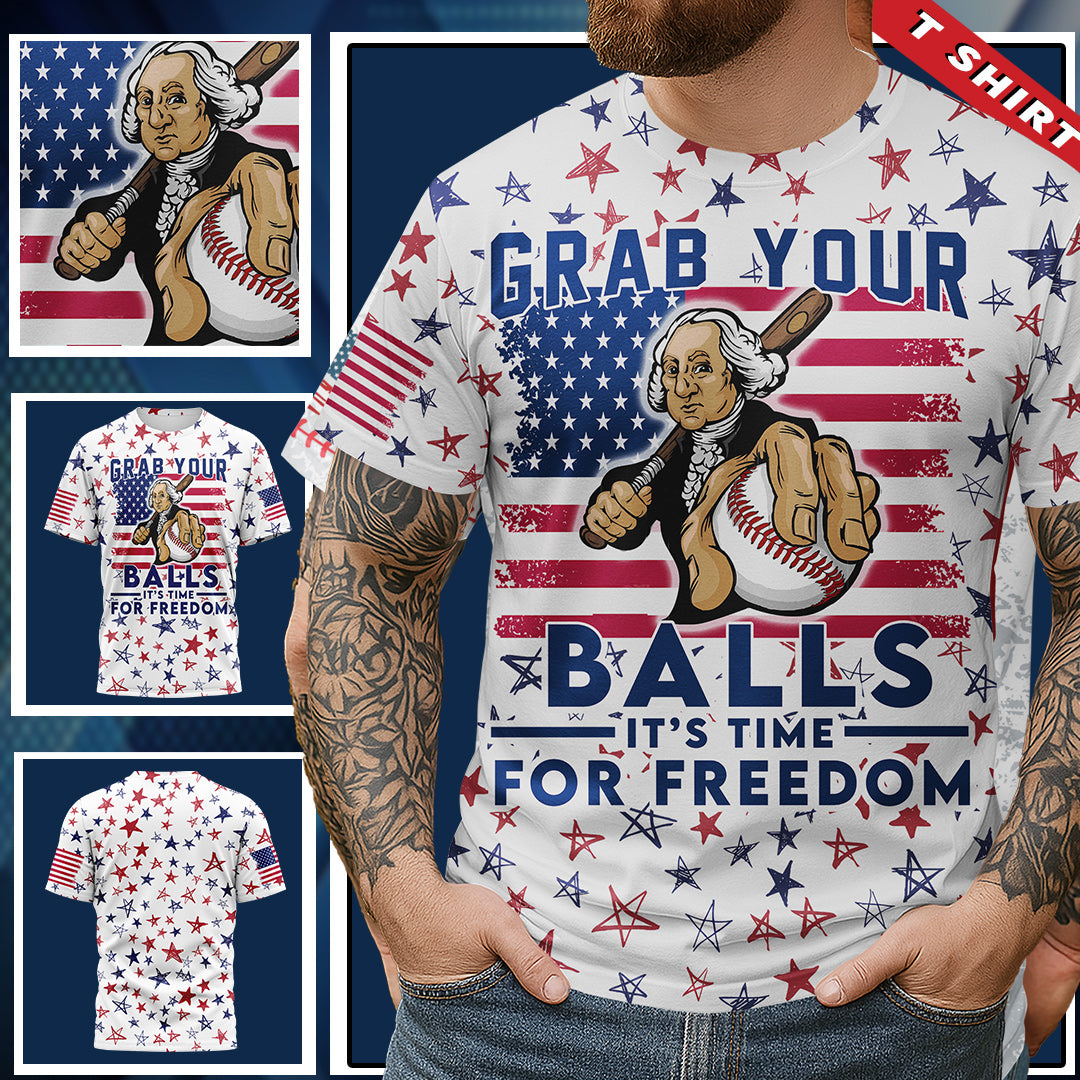 It's Time For Freedom Independence Day All Over Print T-Shirt