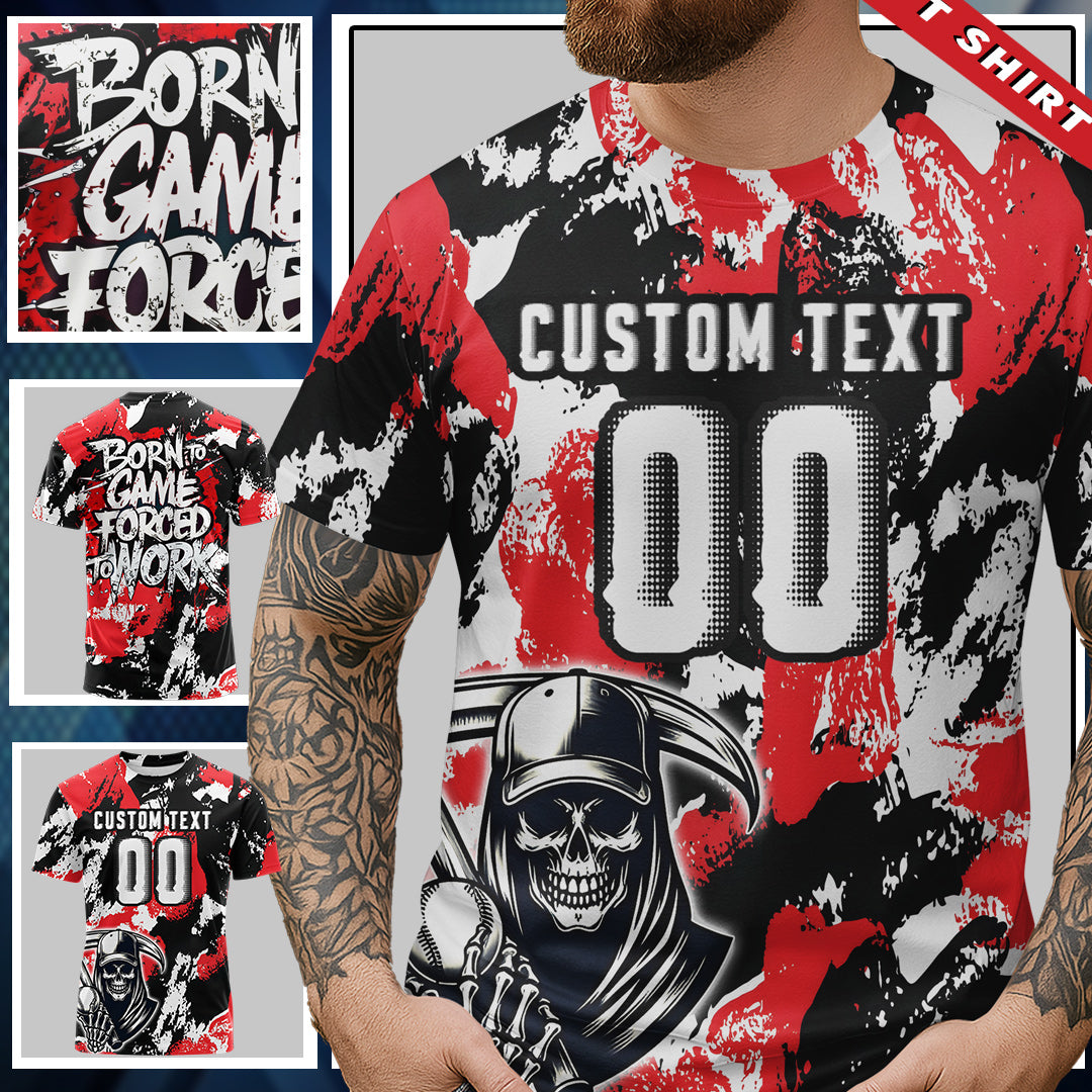 Born To Game Forced To Work Custom All Over Print Baseball T-Shirt