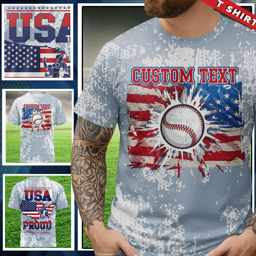 USA PROUD All Over Print Fourth Of July T-Shirt