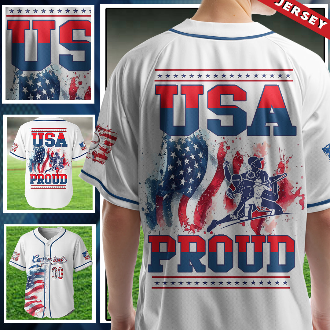 USA PROUD - Custom Fourth Of July Baseball Jersey
