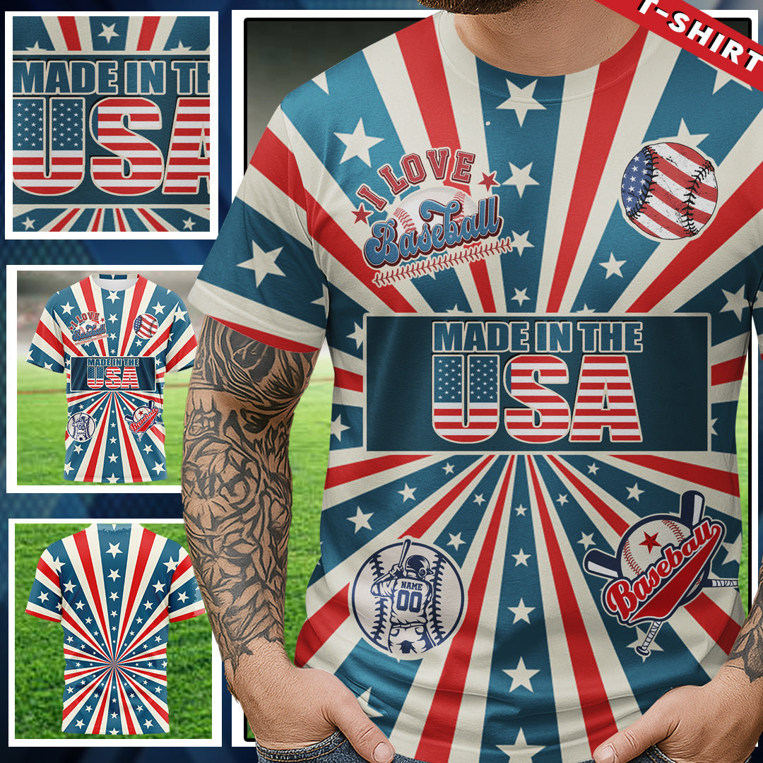 Baseball Lover From The USA All Over Print Fourth Of July T-Shirt