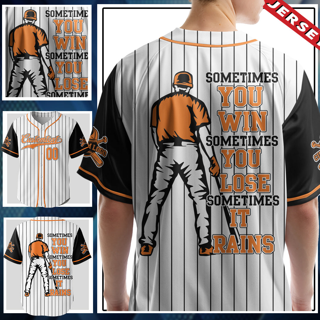 Custom White Black Raglan Baseball Jersey - You Can Win You Can Lose