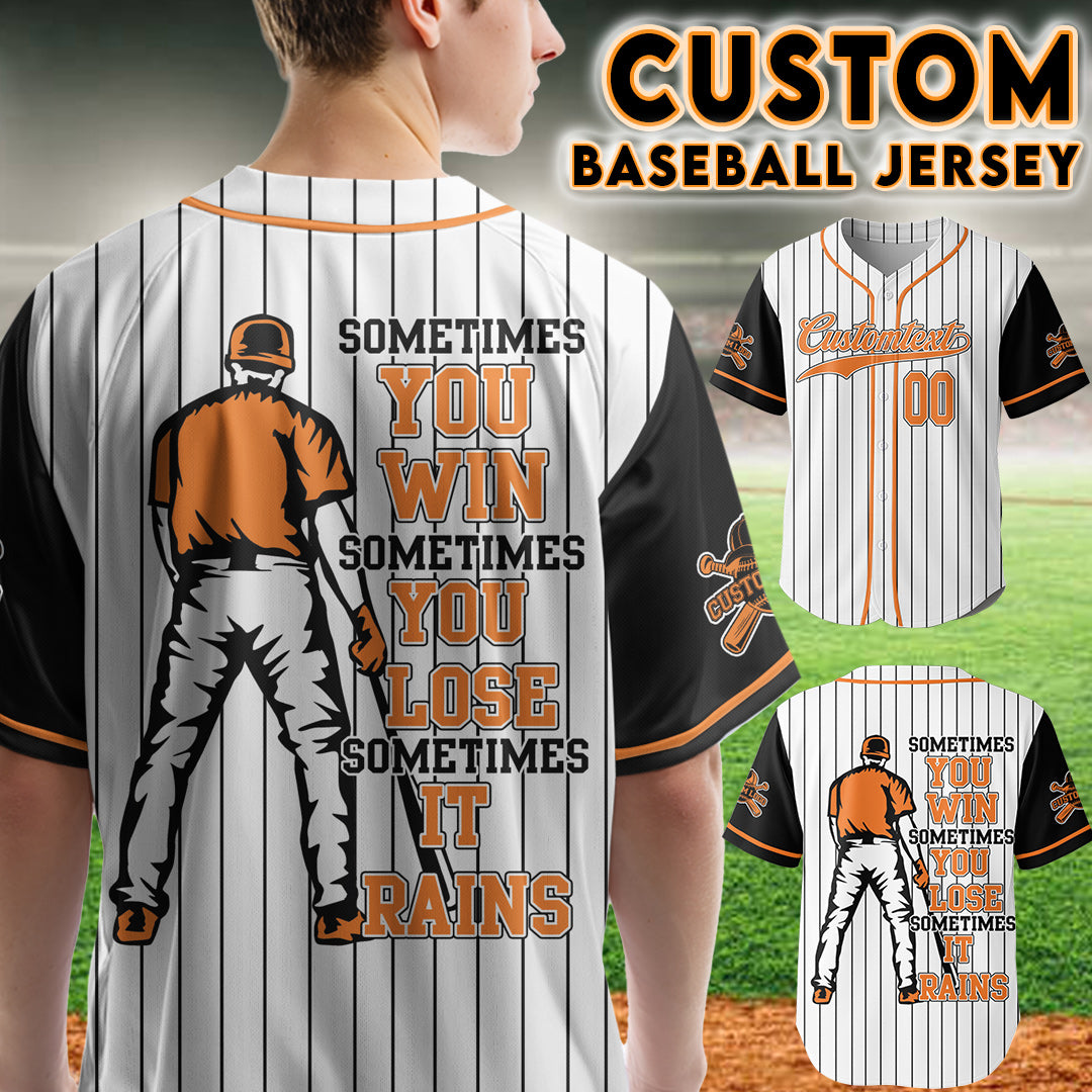 Custom White Black Raglan Baseball Jersey - You Can Win You Can Lose