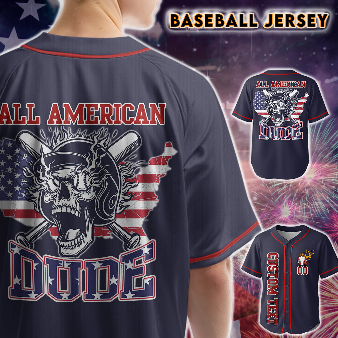 All American Dude - Custom Independence Day Baseball Jersey