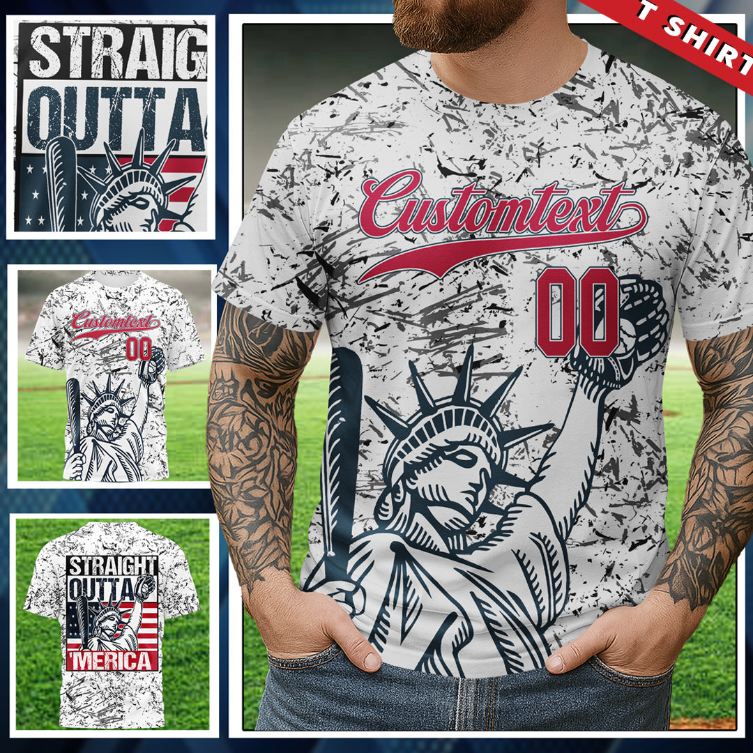 Straight Outta America Custom All Over Print Fourth Of July T-Shirt