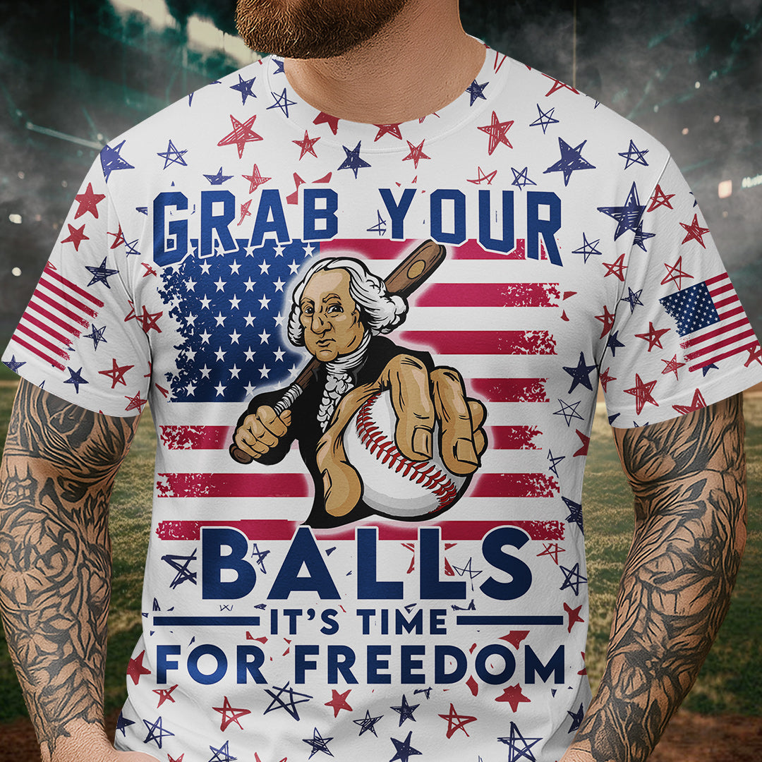 It's Time For Freedom Independence Day All Over Print T-Shirt