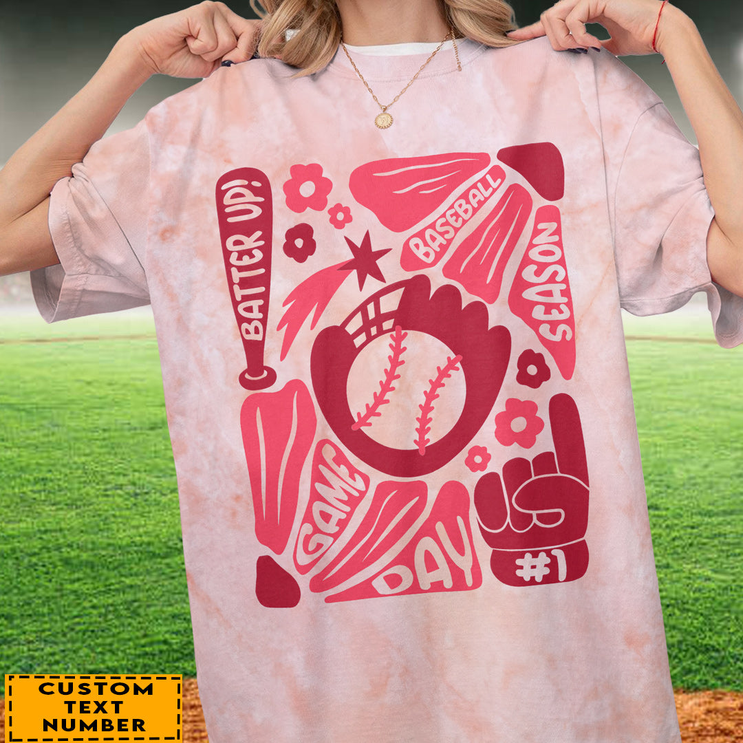 Pink Baseball Season Custom All Over Print Baseball T-Shirt