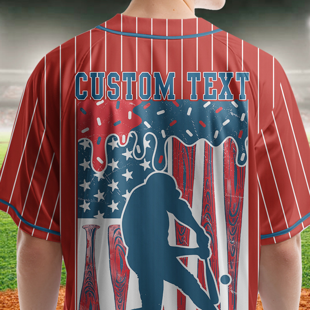 Made In America - Custom Fourth Of July Red Baseball Jersey