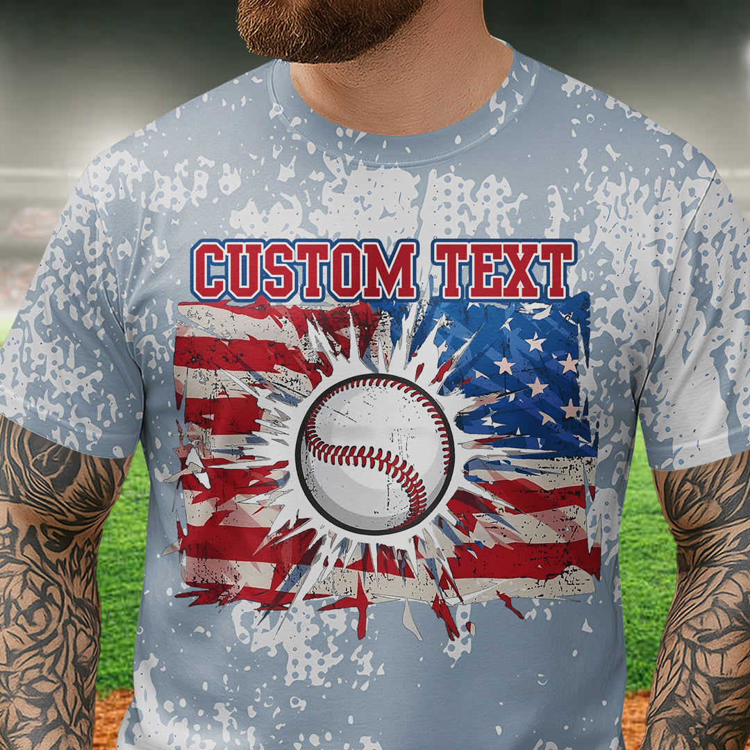 USA PROUD All Over Print Fourth Of July T-Shirt