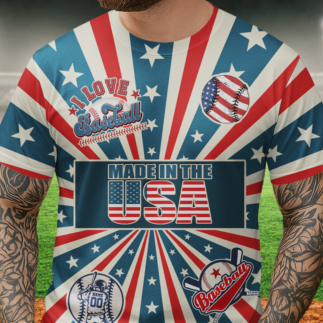 Baseball Lover From The USA All Over Print Fourth Of July T-Shirt