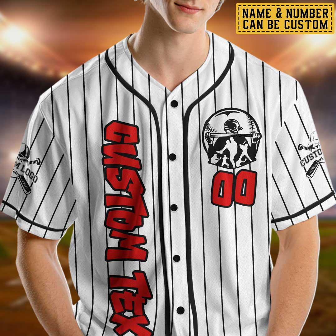 Custom White and Black Pinstripes Baseball Jersey - Talent Is Persistence
