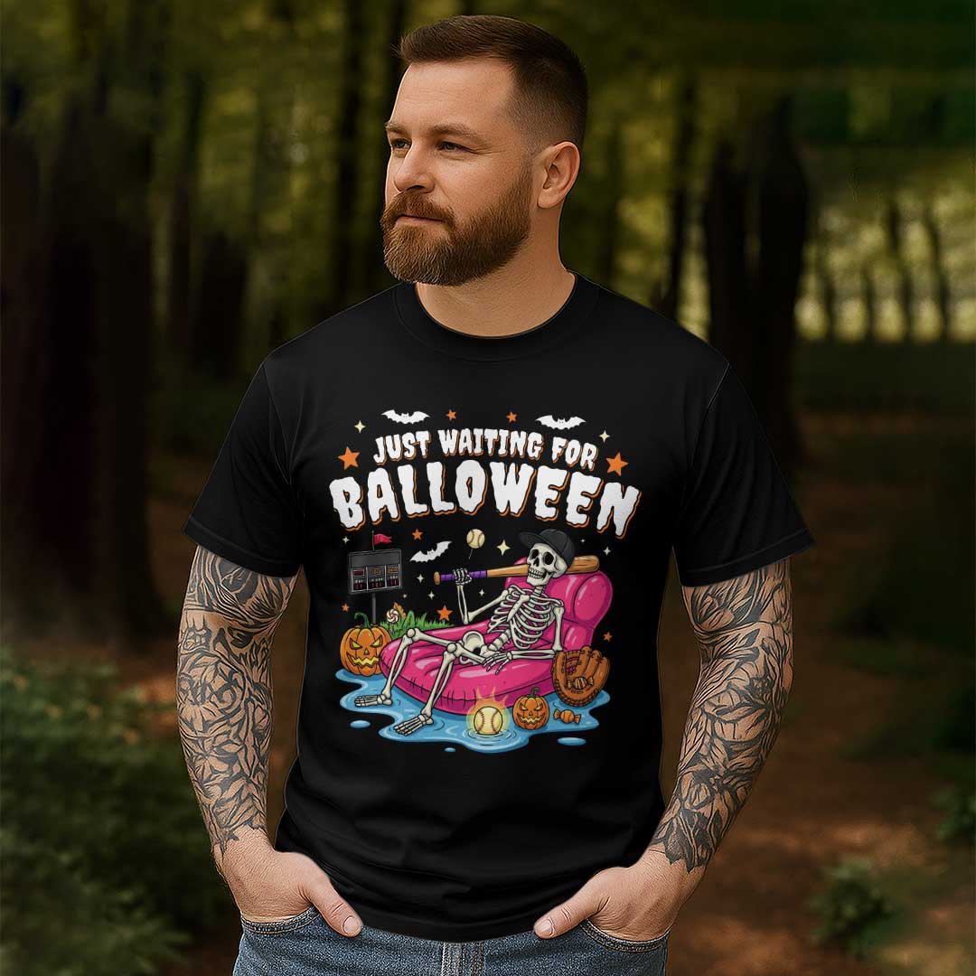 Just Waiting For Balloween Baseball Halloween T-Shirt