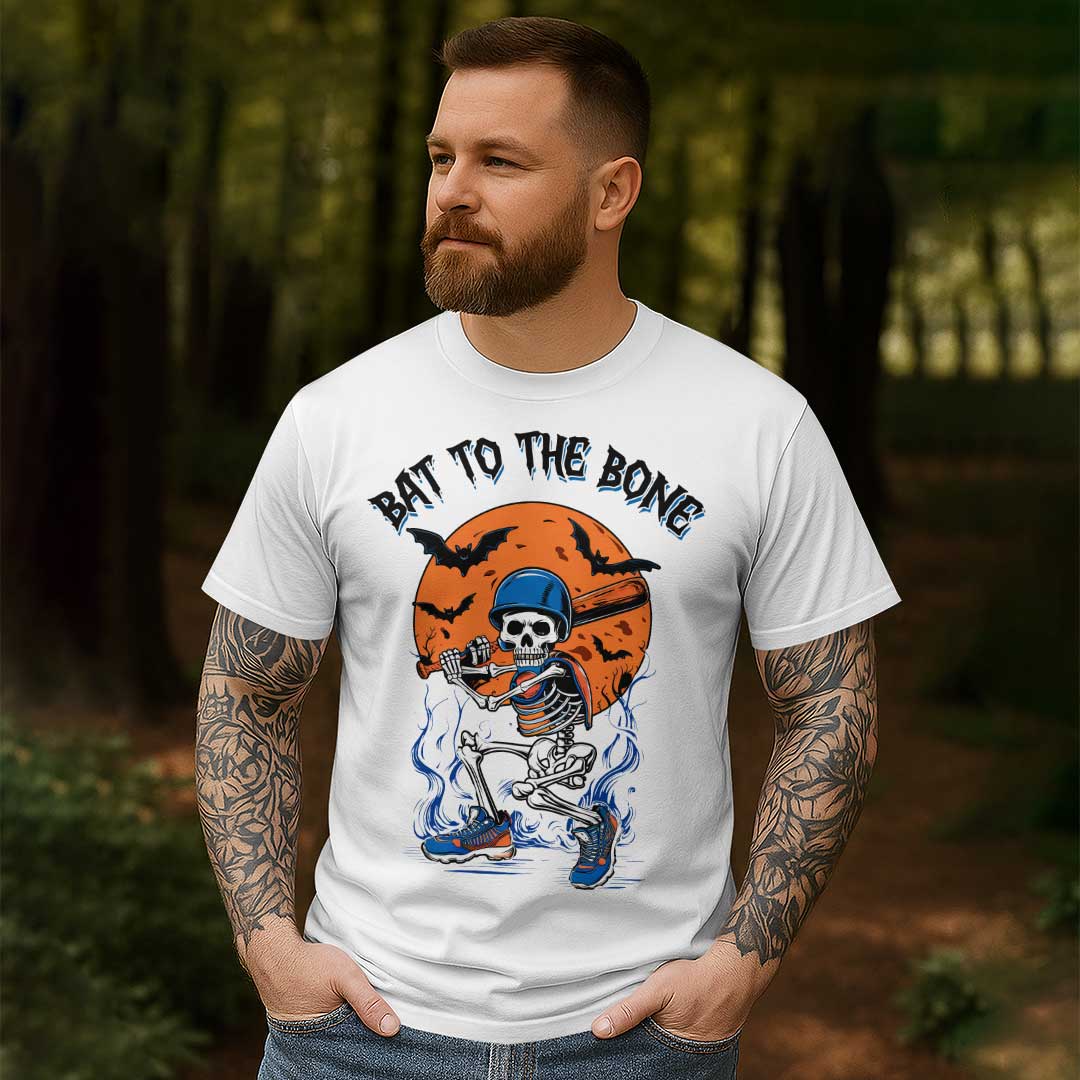 Bat To The Bone Black White Baseball Halloween T-Shirt