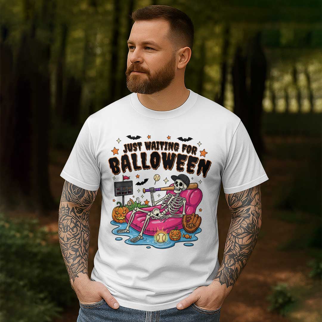 Just Waiting For Balloween Baseball Halloween T-Shirt
