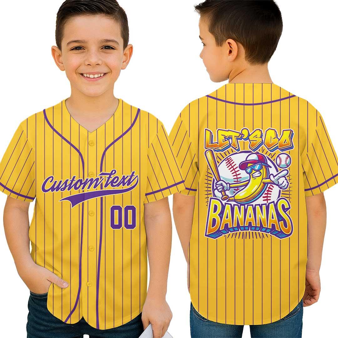 Custom Yellow Purple Navy Baseball Jersey