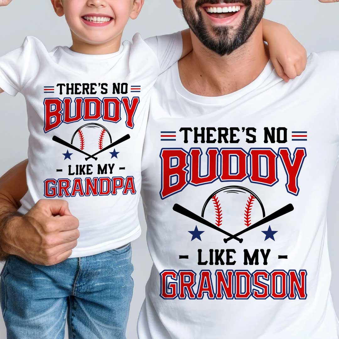 There's No Buddy Like Mine - Black White Baseball Matching T-Shirt