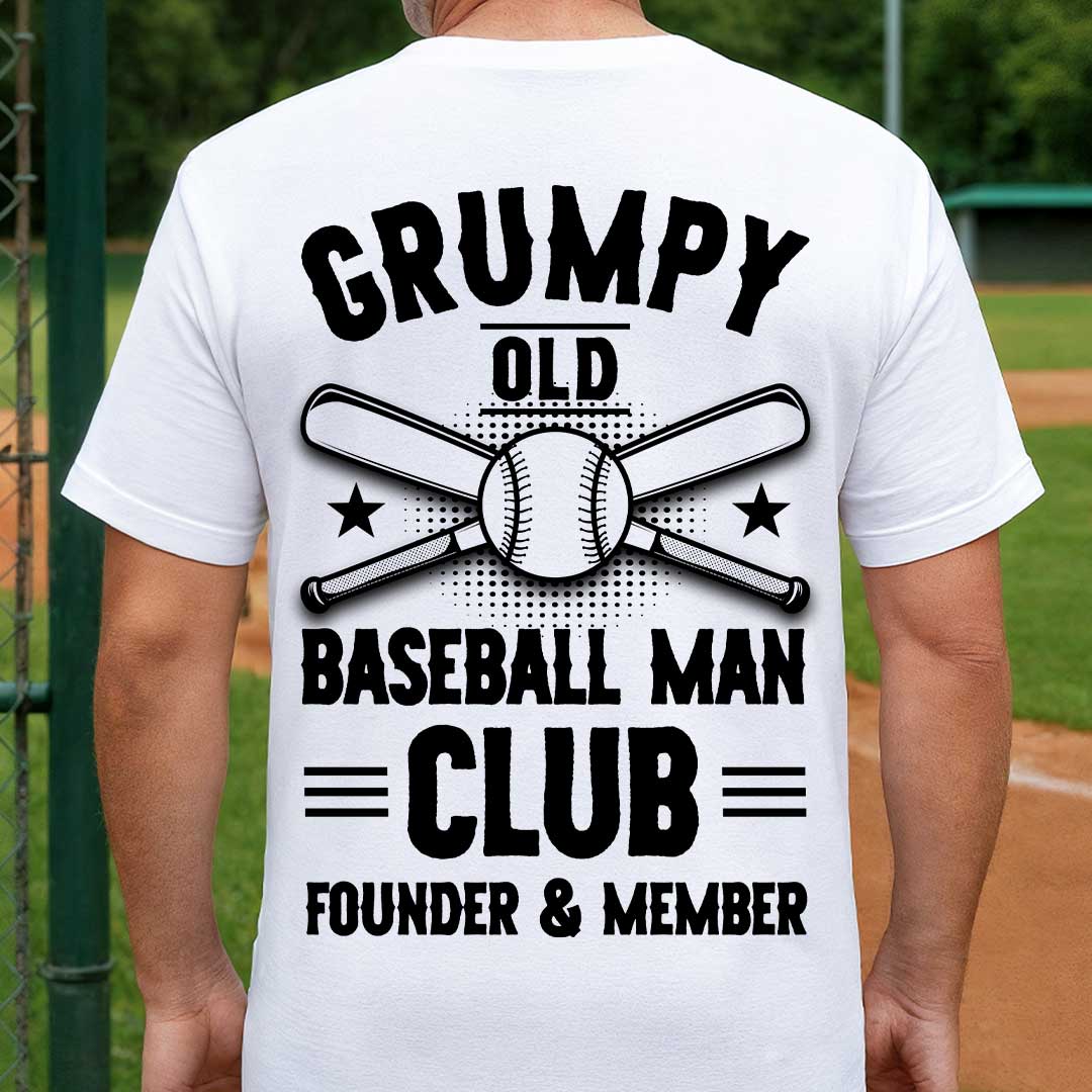 Old Balls Club Founder And Member - Two Sided Black White Baseball T-Shirt