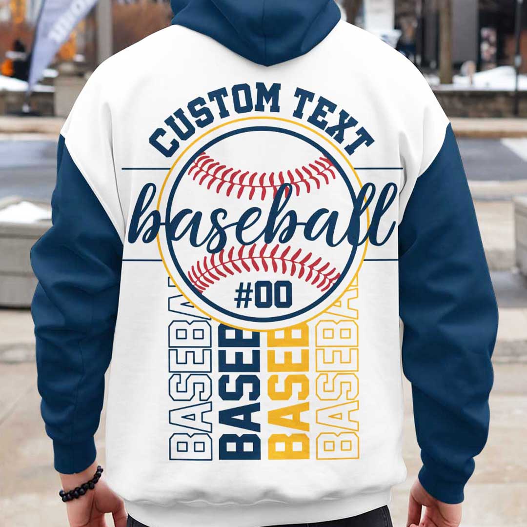 Baseball State Series - Custom White & Navy Baseball Hoodie