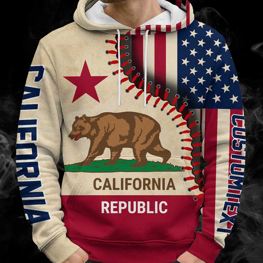 Baseball California State Series - Custom All Over Print Baseball Hoodie