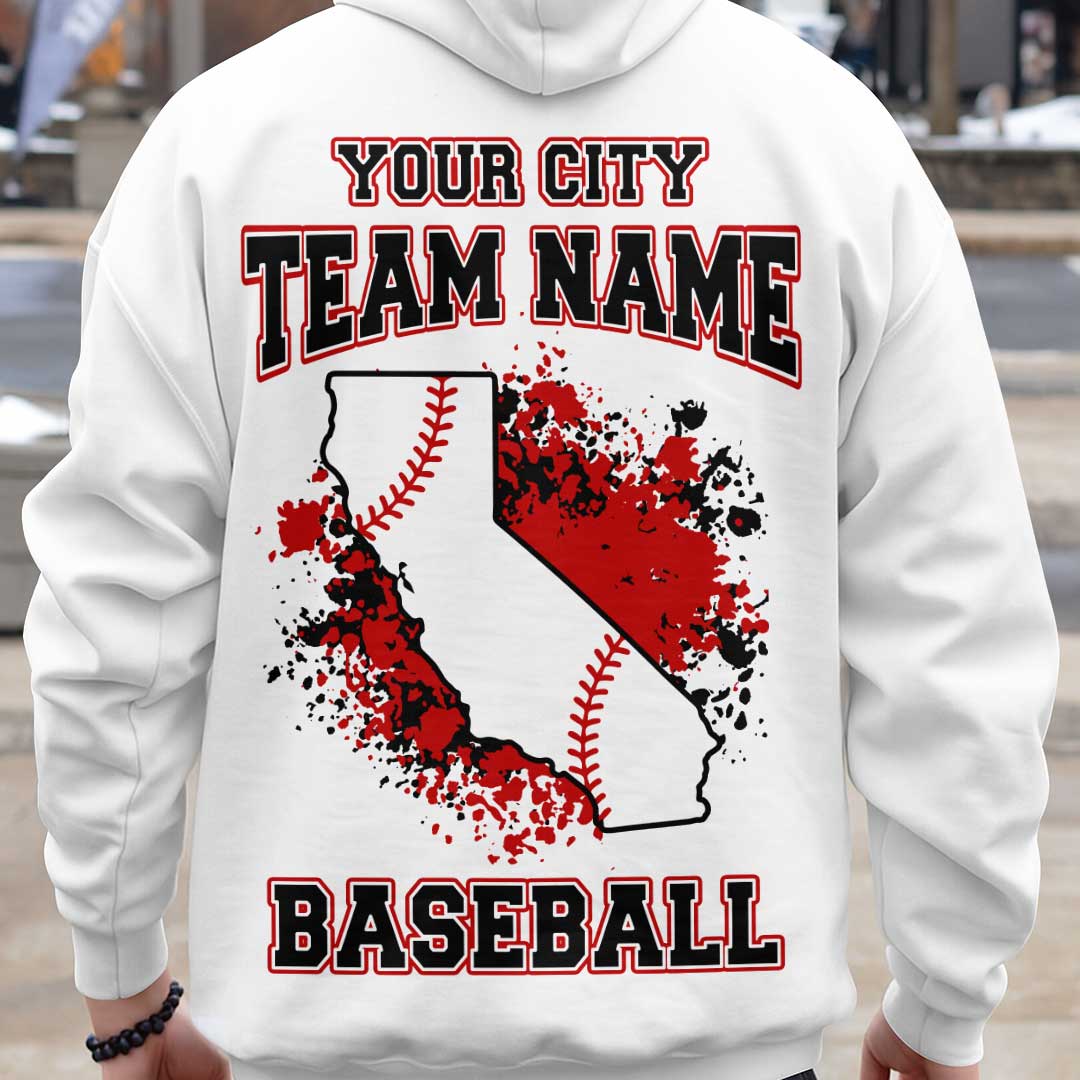 Baseball California State Series - Custom White Baseball Hoodie