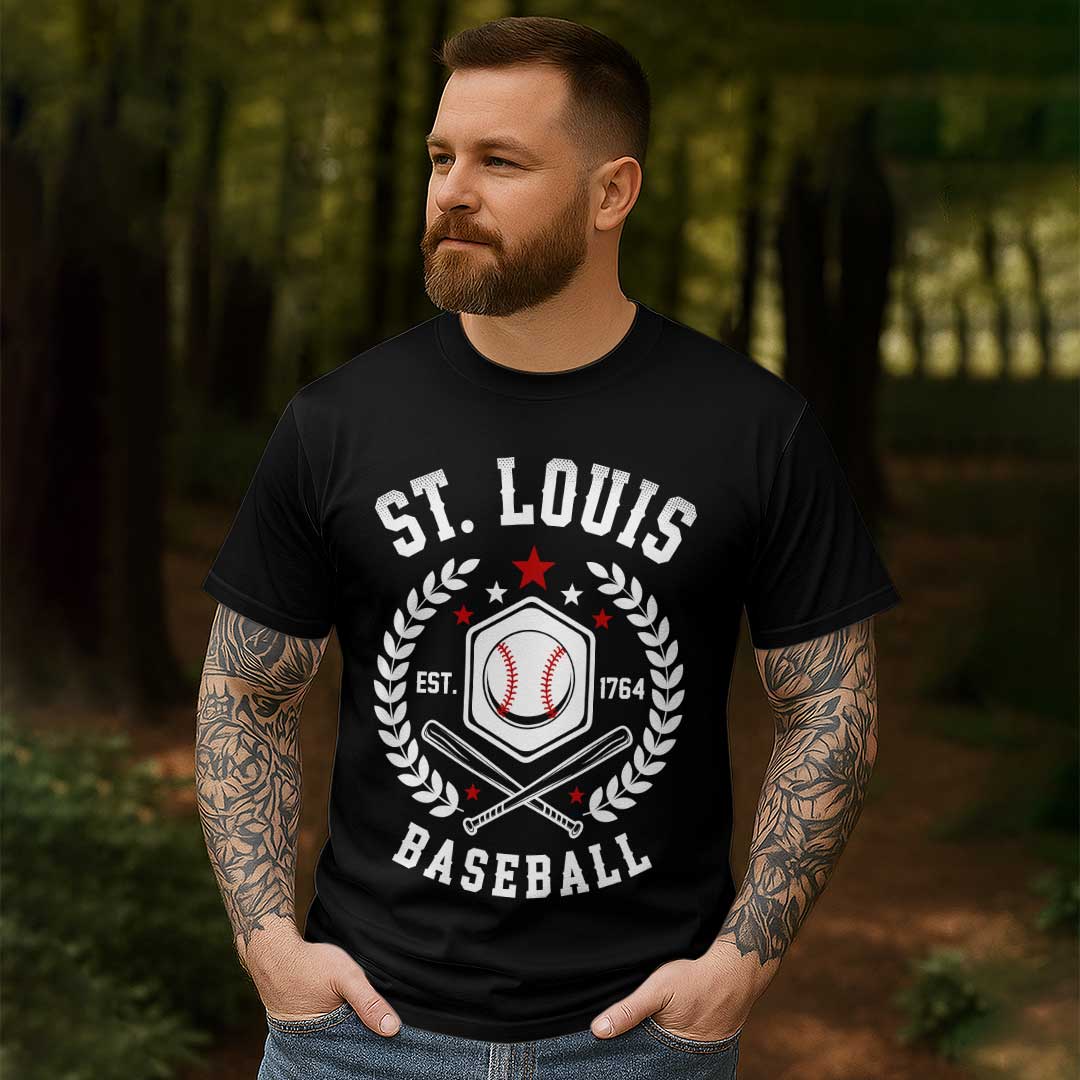 Baseball St. Louis State Series - Black White Baseball T-Shirt