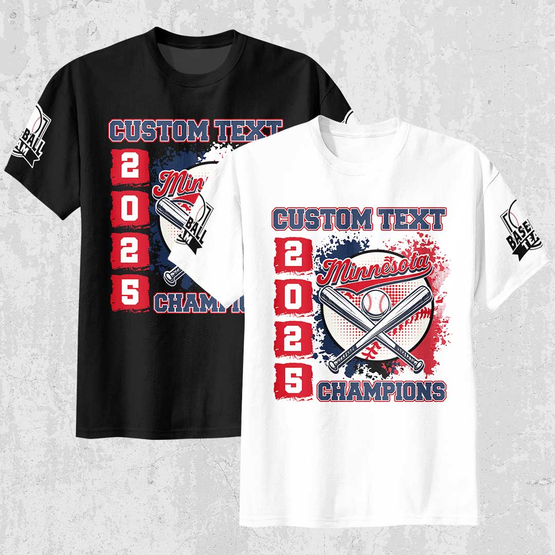 Baseball Minnesota State Series - Black White Baseball T-Shirt