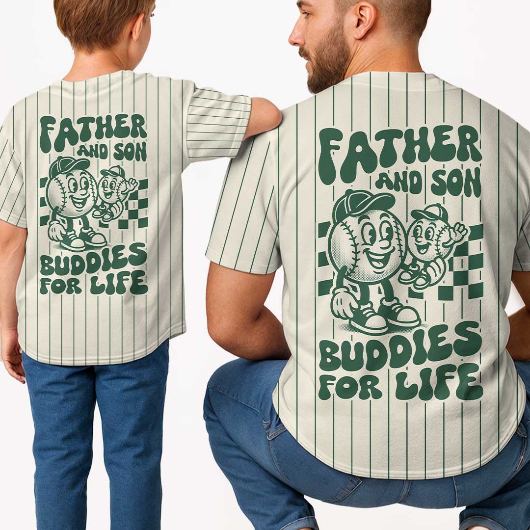 Father And Son Buddies For Life - Custom Family Matching Baseball Jersey
