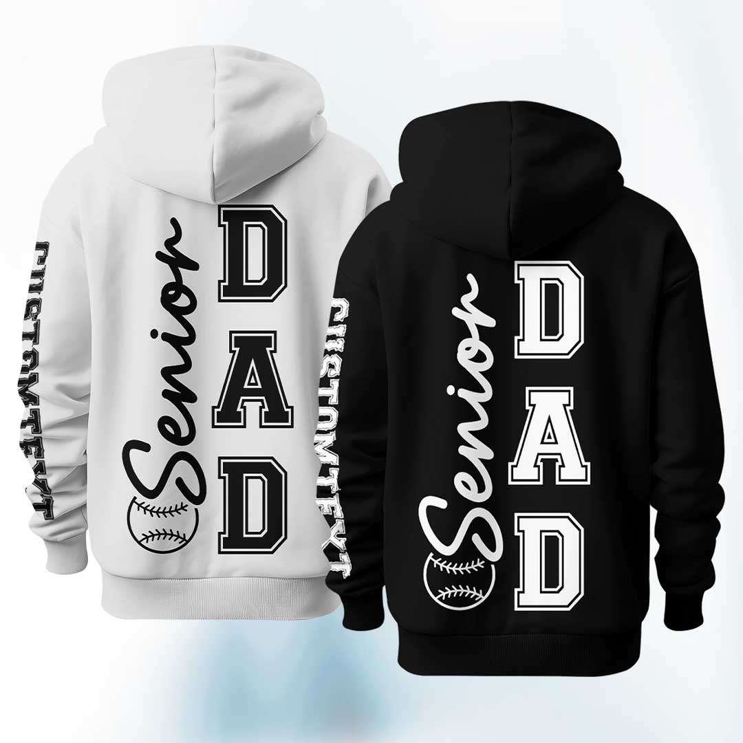 Senior 2025 Dad - Custom Black Ash Baseball Hoodie