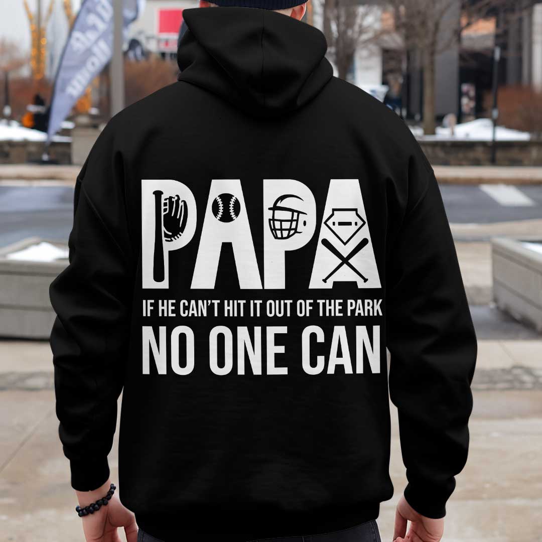 Papa Can Hit It Out Of The Park - Custom Black Baseball Hoodie