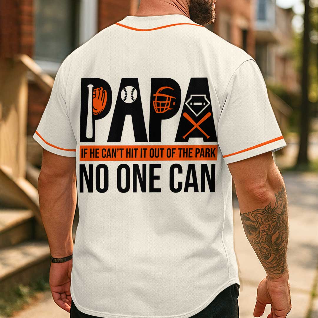 Papa Can Hit It Out Of The Park - Custom Cream Baseball Jersey