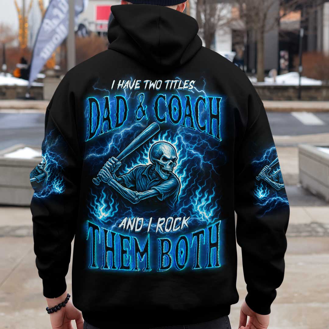 I Have Two Titles and I Rock Them Both - Custom Black Skull Baseball Hoodie