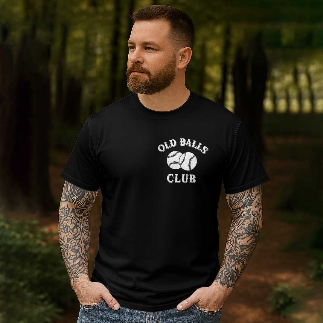 Lifetime Member of Grumpy Old Balls Club - Black White Baseball T-Shirt