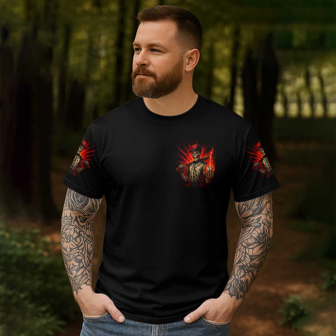 May Dead Inside But Bat and Balls Still Work All Over Print Skull Baseball T-Shirt