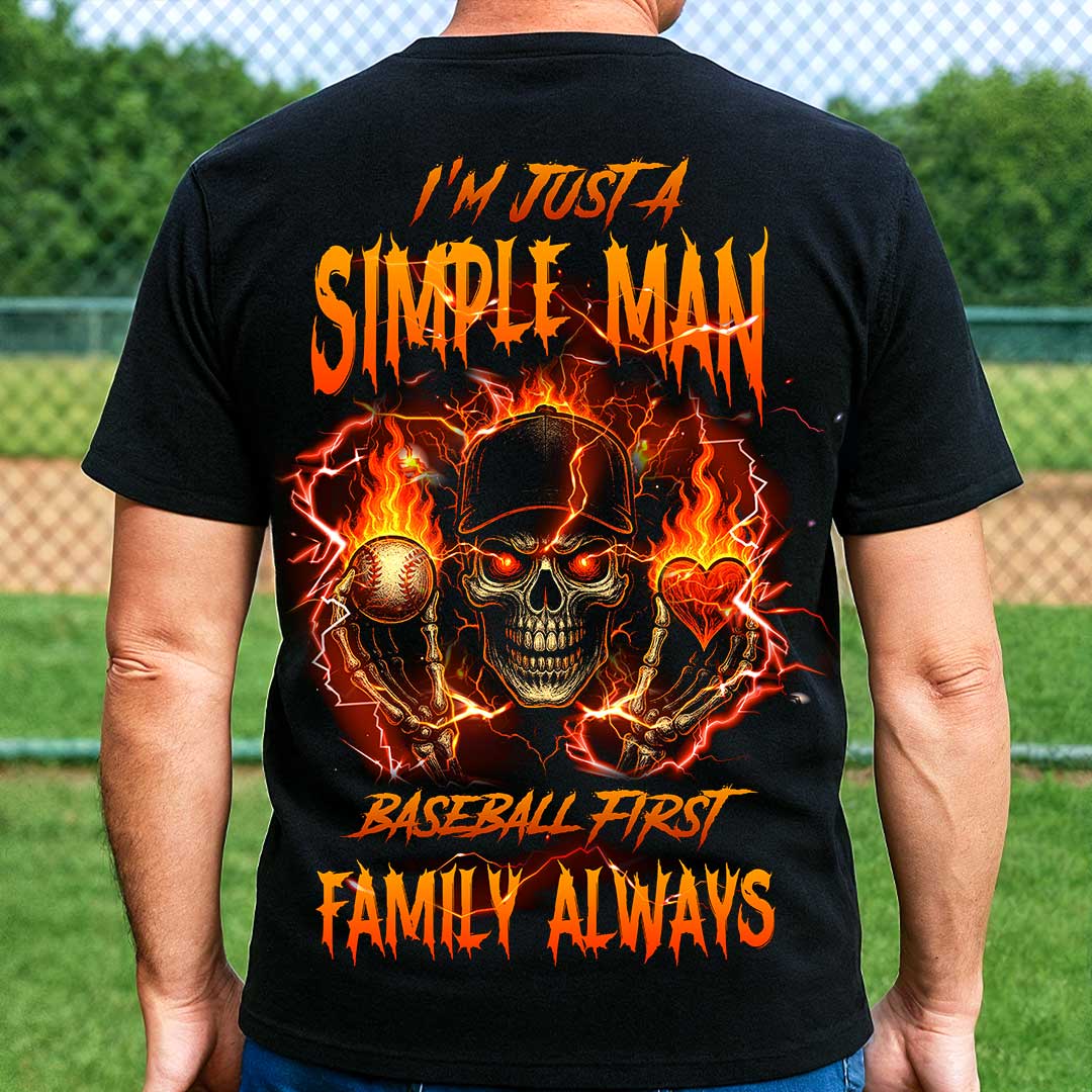 Baseball First Family Always All Over Print Skull Baseball T-Shirt