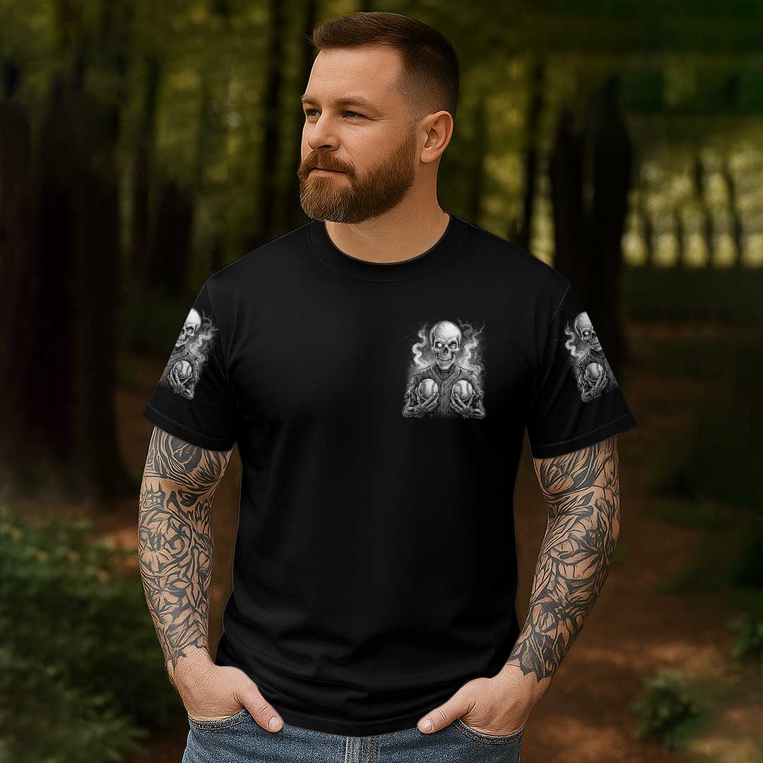 No Balls No Game All Over Print Skull Baseball T-Shirt