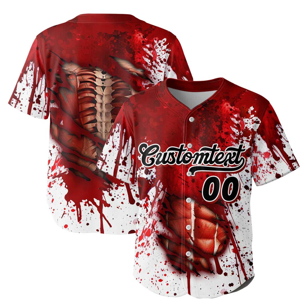 Custom Halloween Costume Ripped Zombies Cosplay Baseball Jersey
