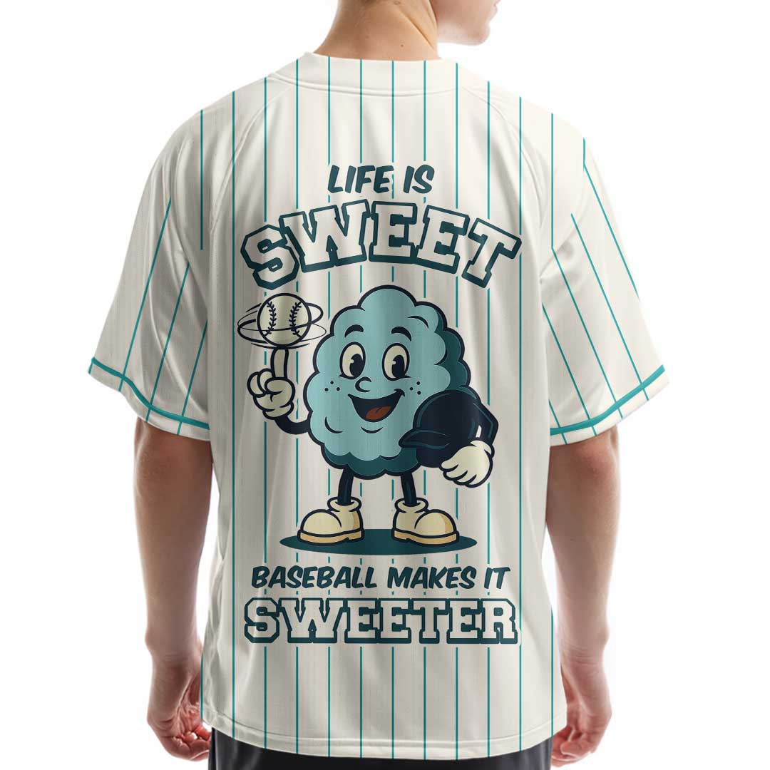 Life Is Sweet - Custom Groovy Cream Baseball Jersey