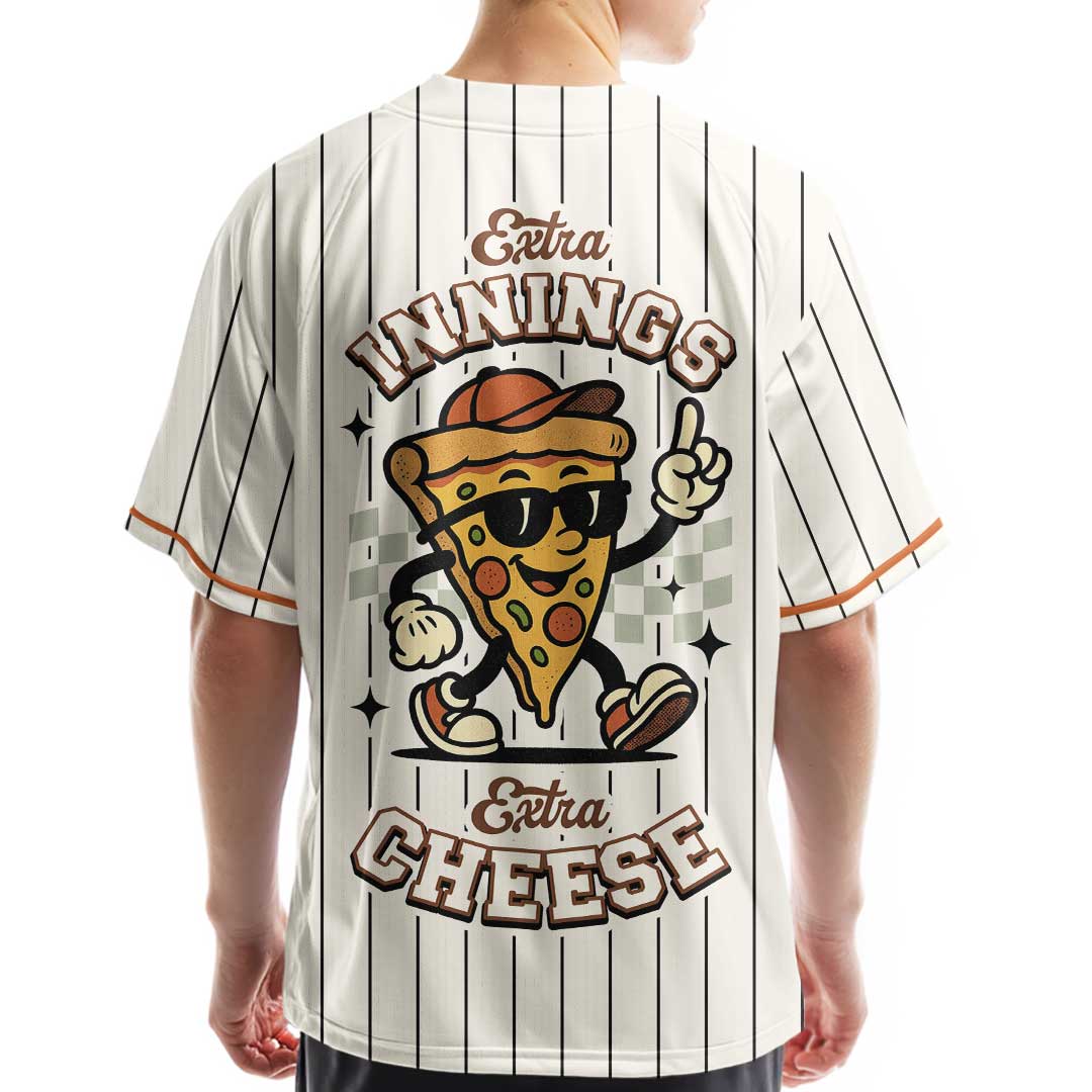 Extra Innings Extra Cheese - Custom Groovy Cream Baseball Jersey