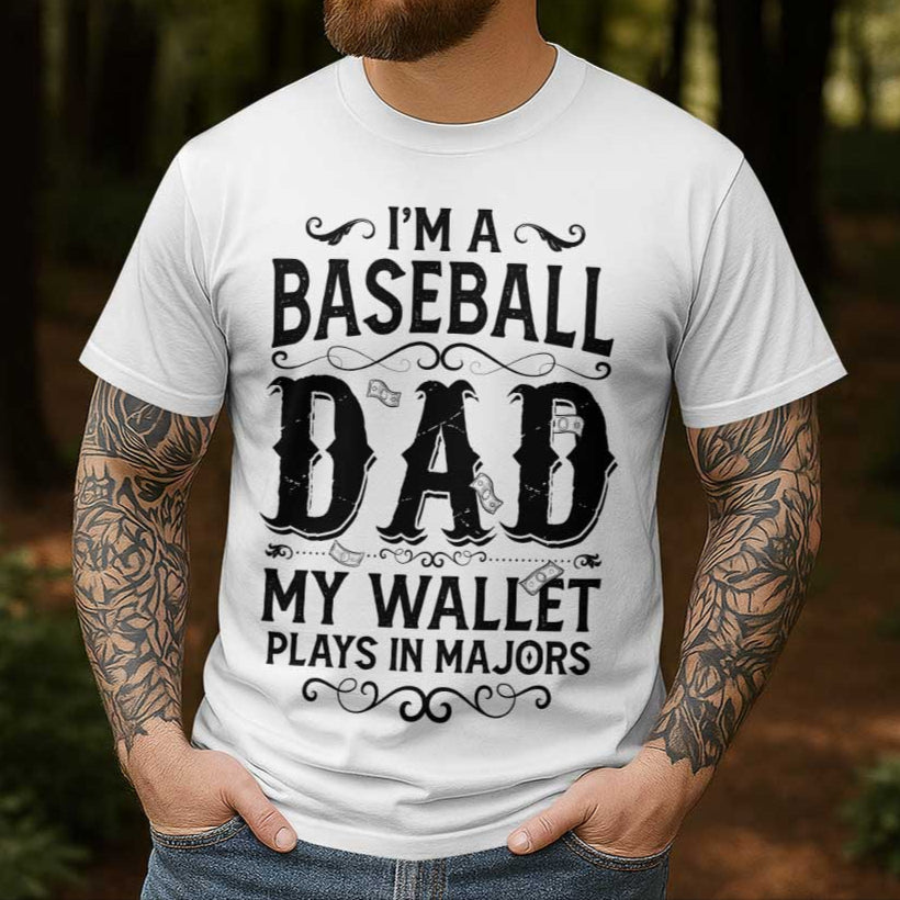 My Wallet Plays In Majors - Black White Baseball T-Shirt
