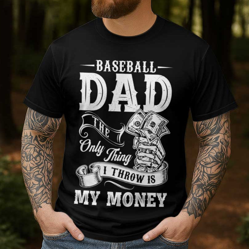 The Only Thing I Throw Is My Money - Black White Baseball T-Shirt