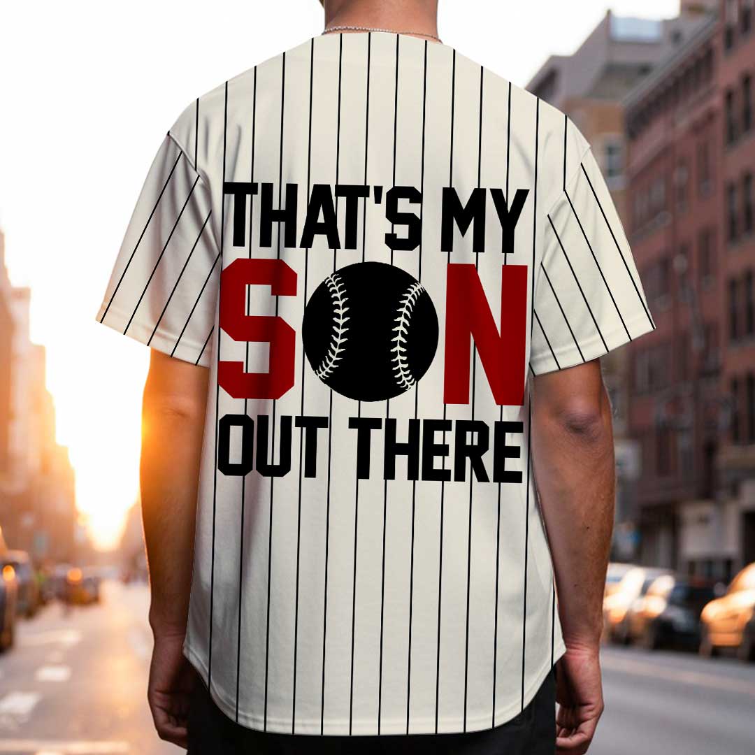 That's My Son Out There - Custom Cream Baseball Jersey